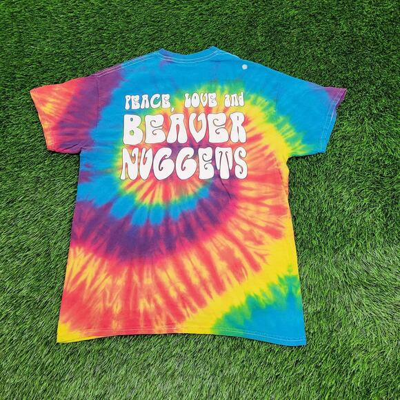Vintage Y2K Buc-ee the Beaver Tie-Dye Shirt Medium 19x25 Cotton Red Yellow Blue - Picture 5 of 11